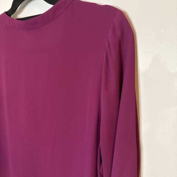 The Limited Womens V Neck Blouse Large Asymmetrical Hem Burgundy Corpcore Career - Picture 10 of 10